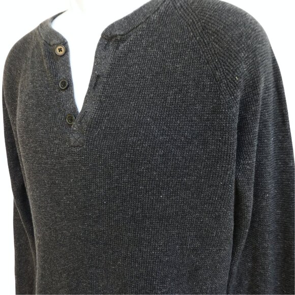 Silk Linen Henley Banana Republic Long Sleeve Thermal Charcoal Grey Streetwear L - Picture 1 of 5